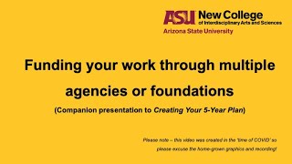 Ten Minutes To Funding Your Work Through Multiple Agencies or Foundations