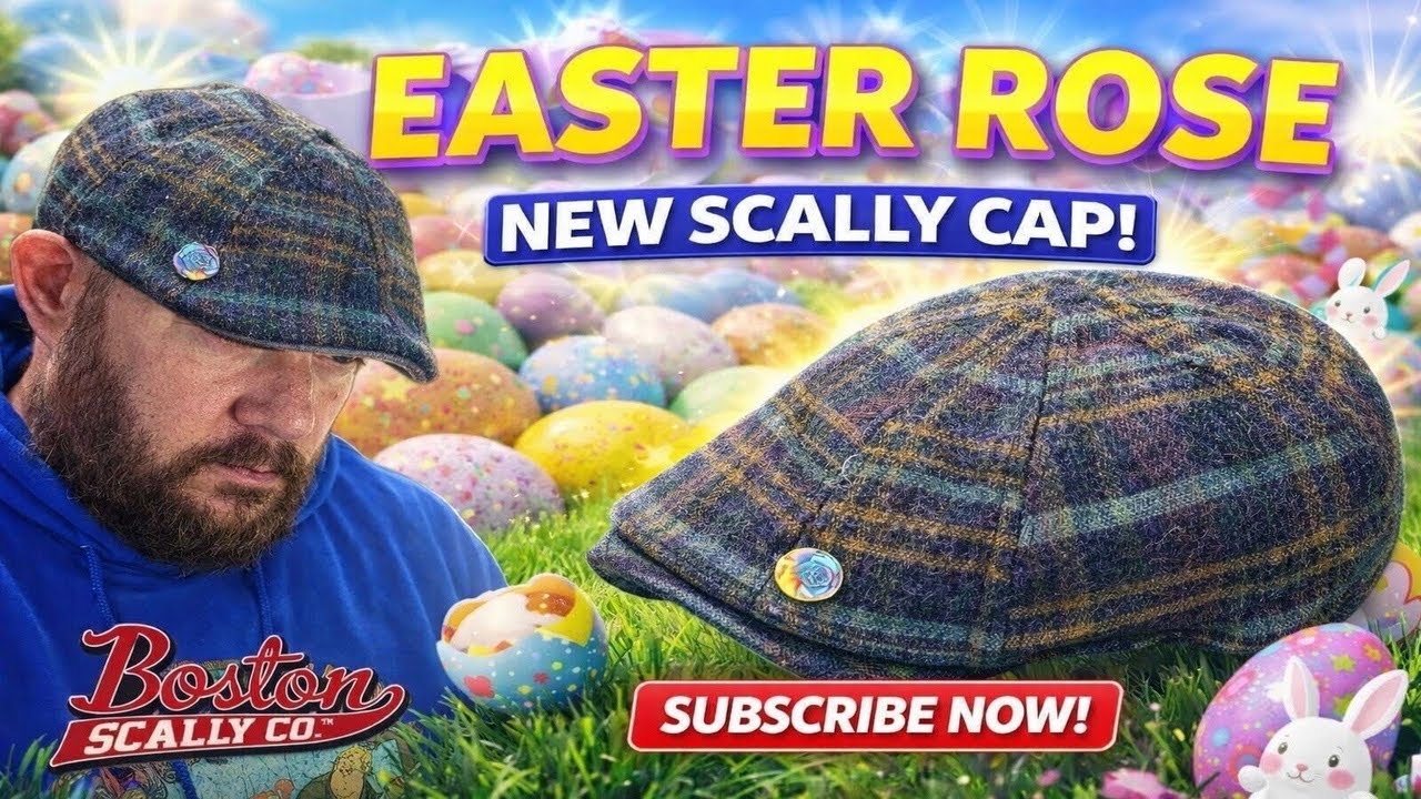 Casquette Boston Scally Company XS Homme, Acier Rose Marron à Carreaux Flanelle