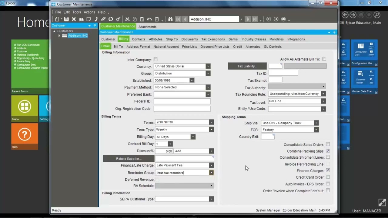 Customer Maintenance Overview   Epicor ERP E10   Master Data 0