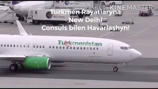 Turkmenistan Haver Terminal Airport New Delhi 777-200Lr Takeoff 