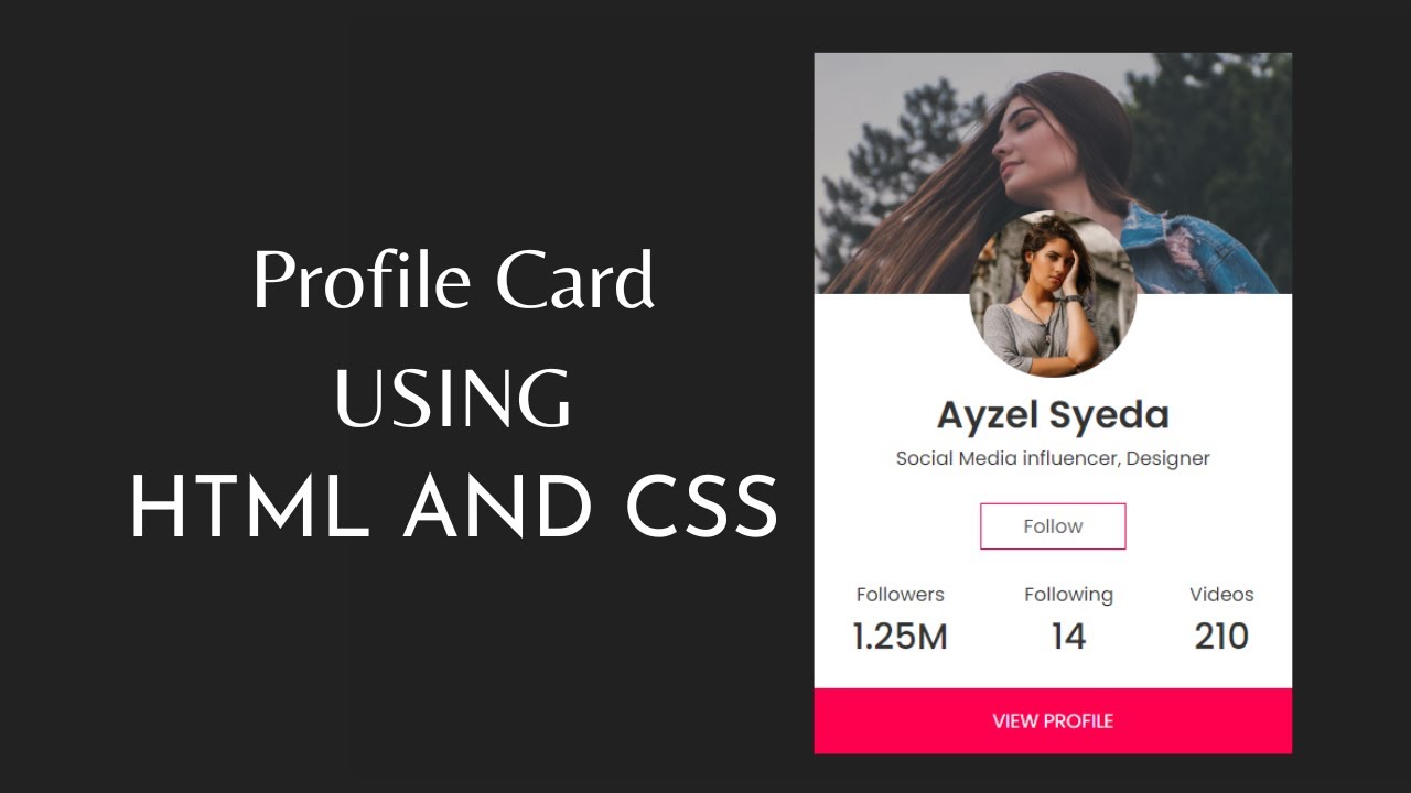 How To Make Profile Card Design For Website Using HTML And CSS - YouTube