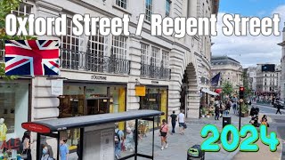 Central London 2024 [4K HDR 60fps] Famous Oxford & Regent Street | Virtual Walking Tour |Summer Walk