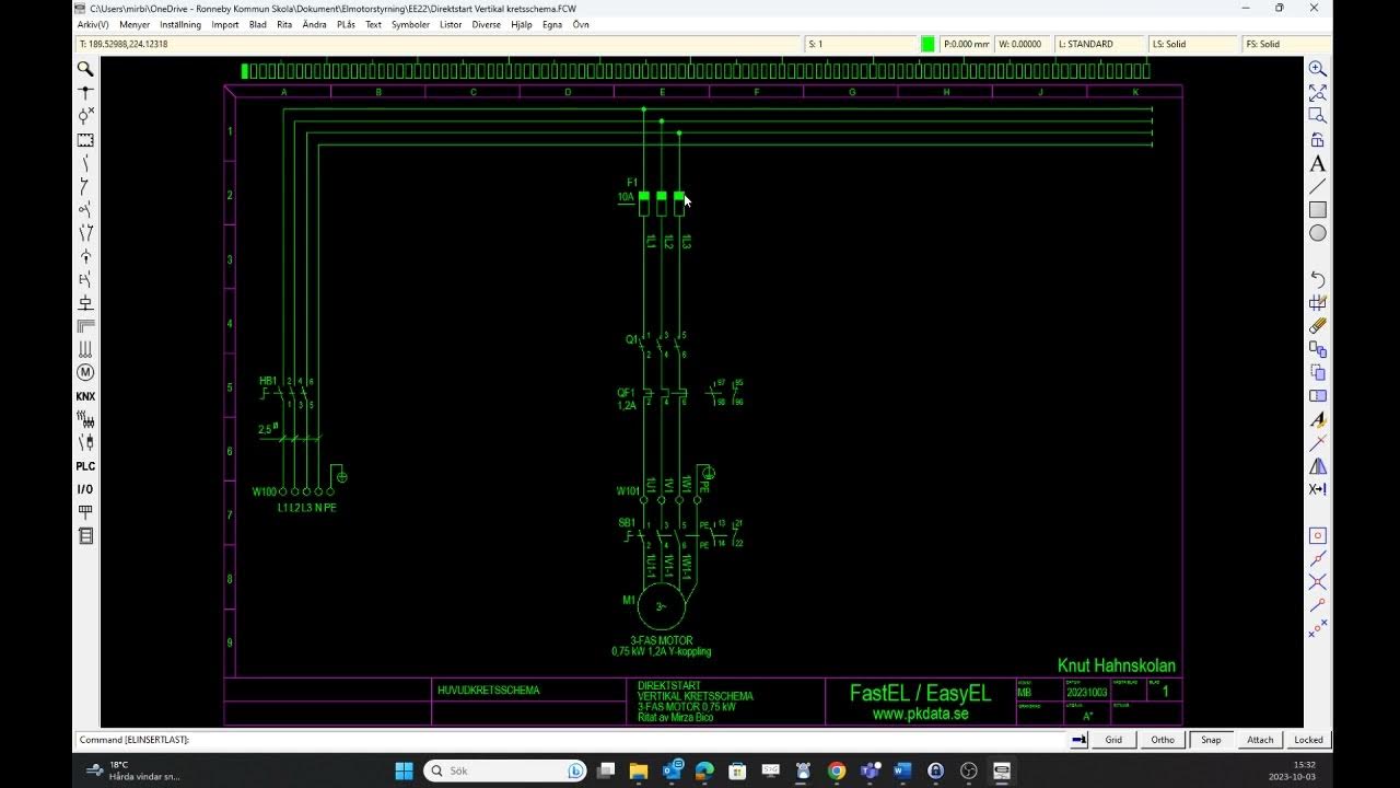 Rita kretsschema i EasyEL - Direktstart - YouTube
