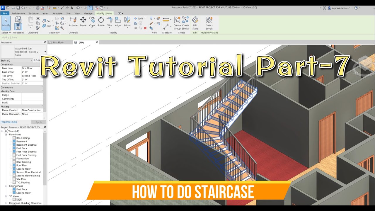 How to do staircase in Revit/Revit tutorial part-7 - YouTube