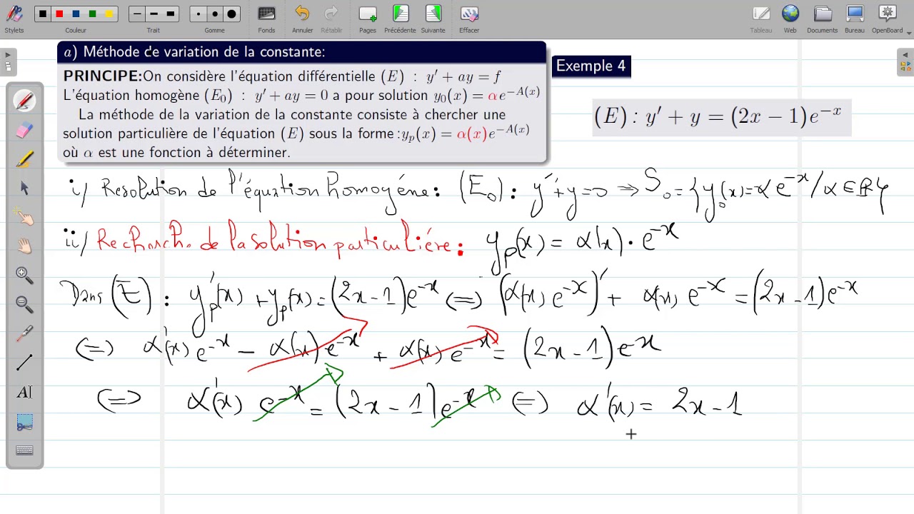 Equations différentielles (3) Méthode de la variation de la constante — free download