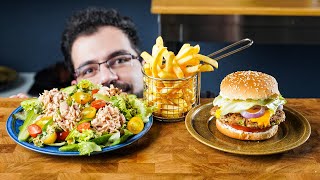 Healthy Tuna Burger / بركر تونا صحي + سلطة تونة مع تتبيلة الزيتون