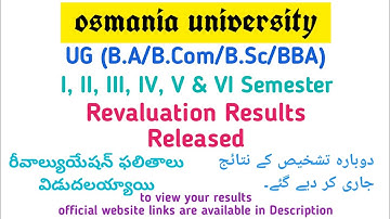 UG Revaluation Results Released | OU | BA BCOM BSC BBA | 1 to 6 Semester
