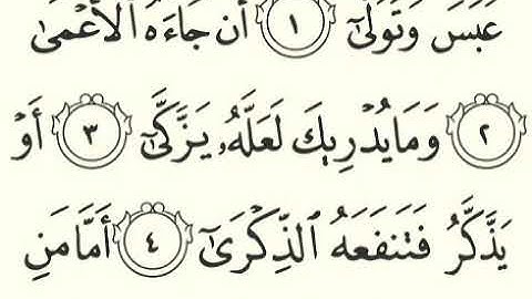 سورة عبس - 80 - تلاوة القارئ مشاري بن راشد العفاسي برواية حفص عن عاصم