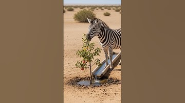 Zebra water apple tree and saves it fromdrying up.😭#ai #tree #save #zebra #watering