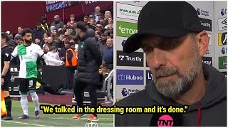 Jurgen Klopp's reaction after arguing with Mo Salah on the touchline 😳