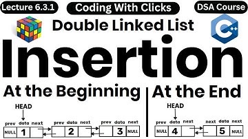 Doubly Linked List Insertion | Insertion in Doubly Linked List | At beginning | At End | DSA Course