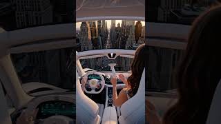 🗽 Diamond White Ferrari Flying Car | New York Sunset Flight 🚀#FerrariFlyingCar#Fut#NewYorkCity# 🚀🗽✨