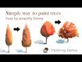 Painting Trees in Watercolor - Simple way to paint Autumn Trees