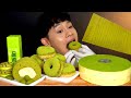 ASMR 그린티파티🟢 그린티 치즈티라미수 롤케익 초콜릿 도넛 먹방~! Green Tea Dessert Green Tea Tiramisu Chocolate Donut MuKBang