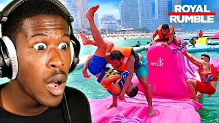 WWE ROYAL RUMBLE AT THE INFLATABLE WATER PARK!