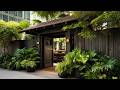 Secret Garden | Small Front Yard Fence, Rustic Tropical Patio & Japanese-Balinese Gate Ideas