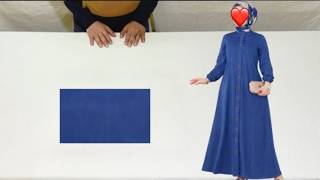 تفصيل وخياطة فستان عباية ثوب جينز robe jean موديل رائع للمحجبات abaya design cutting and stitching 