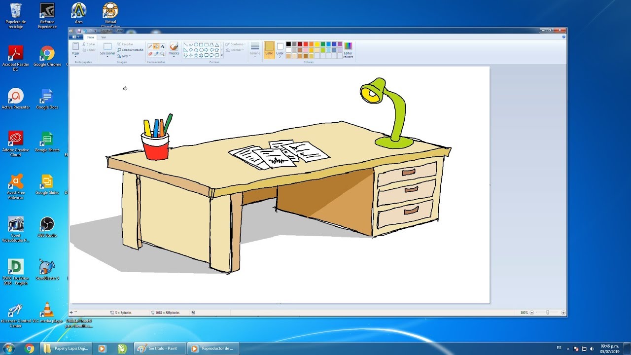 Cómo dibujar fácil un escritorio de oficina en MS Paint