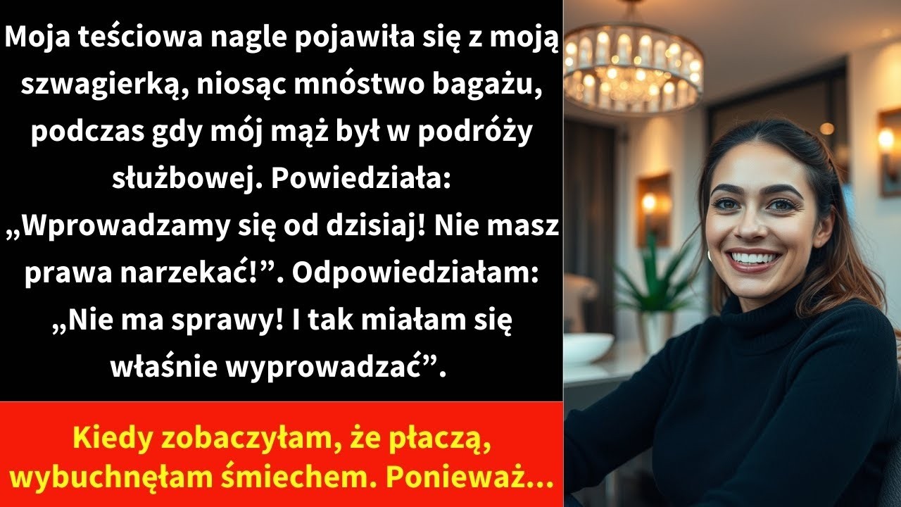 Obudziło mnie walenie do drzwi o piątej rano. Za progiem stały moja teściowa i szwagierka, każda z wielką torbą, i uśmiechały się, jakby to była najnaturalniejsza rzecz na świecie. „Od teraz...