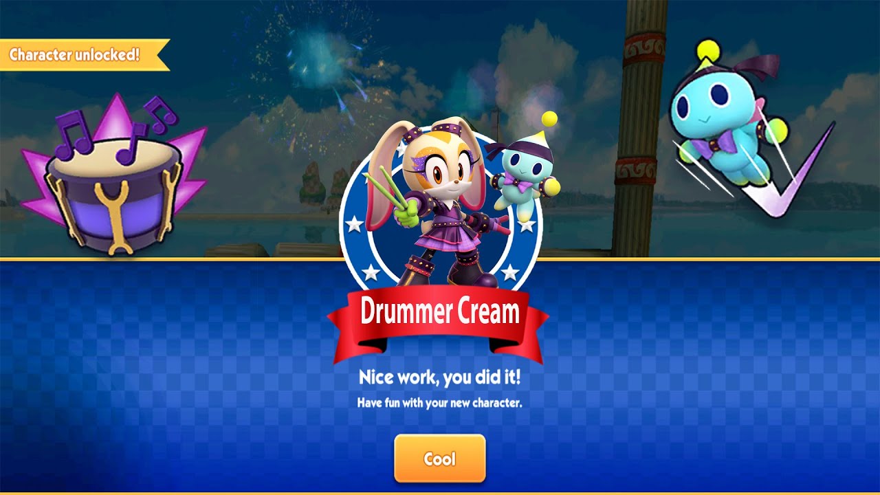 Sonic Dash - Drummer Cream New Character Unlocked - All Characters Unlocked Zazz Boss battle Game