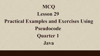 Practical Examples and Exercises Using Pseudocode | Q1 Java L29 P1 | SMILE ROAD