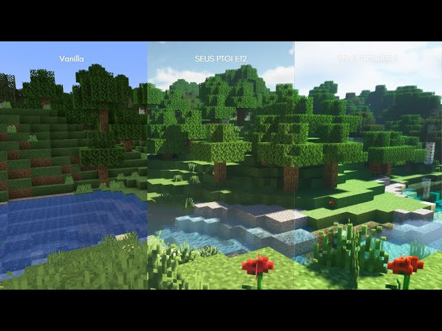 Minecraft RTX vs SEUS PTGI E12, Ray Tracing Comparison