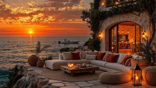 Let The Sunset Glow Embrace You | Romantic Jazz & Luxury Seaside Villa Ambience For Deep Relaxati...