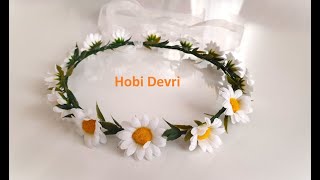 How To Make Flower Crown, Chamomile Flowers, Papatyalı Taç Yapımı