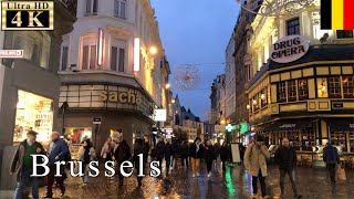 ??Brussels Night Walk - Toward Stock Exchange Square -【4K 60fps】