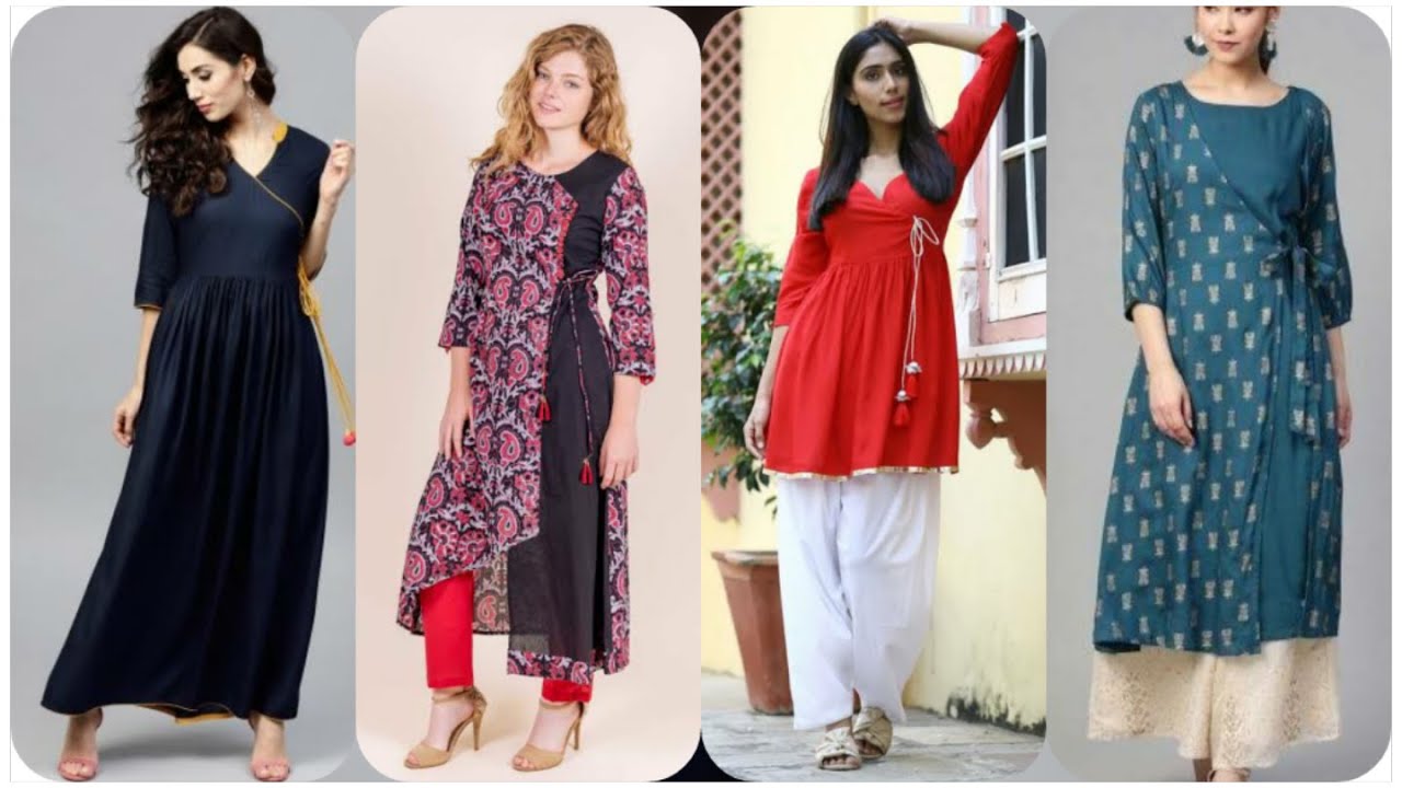 Angrakha Style froks or kurti dress design latest colour contrast ...