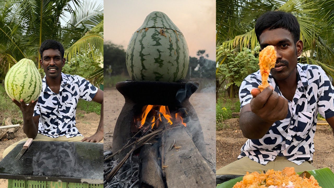 WATERMELON CHICKEN BIRYANI | Yummy Watermelon Dum Biryani Recipe | somangalam Meenvan