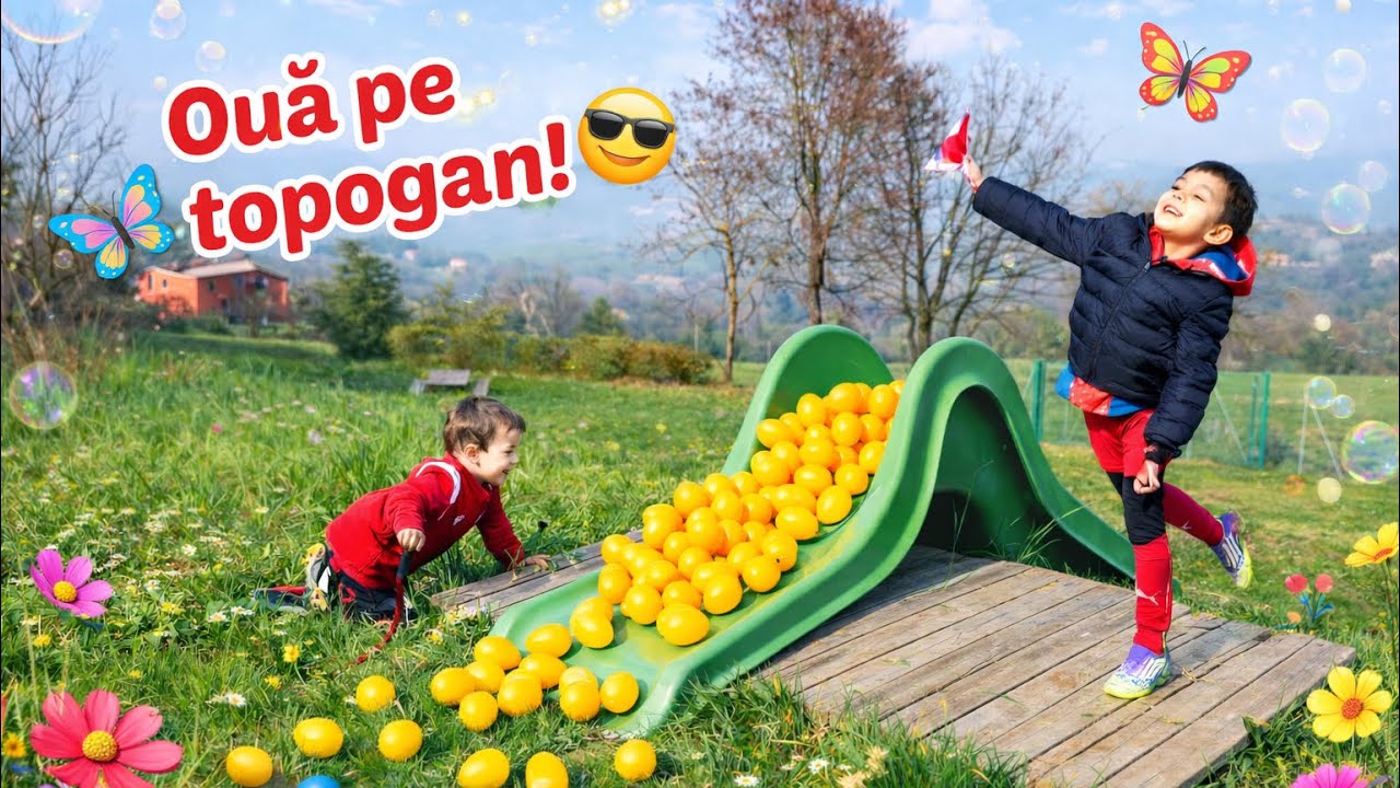Ouă pe tobogan în Parcul Magic! Aventură cu Aslan și Ragnar 🥚✨