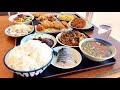 【岐阜大盛り】めし大・豚汁大・しめ鯖・焼きそば・デミグラスハンバーグ・かに焼売・ロースとんかつ・メンチかつ・玉子焼き・鶏唐揚げ&いか天ぷら・冷やし中華/松川食堂【岐阜県安八郡安八町大森】
