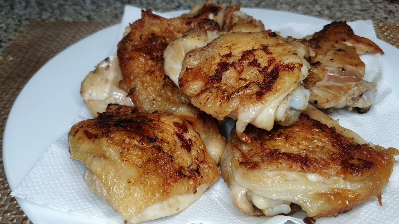 No Oil Chrispy Fried Chicken in SaladMaster Skillet Stir Fry Petchay