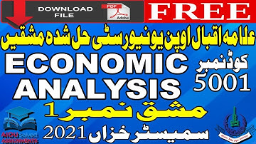 5001 AIOU Solved Assignments No. 1 | ECONOMIC ANALYSIS | MA/MSc/M.Ed | Autumn 2021