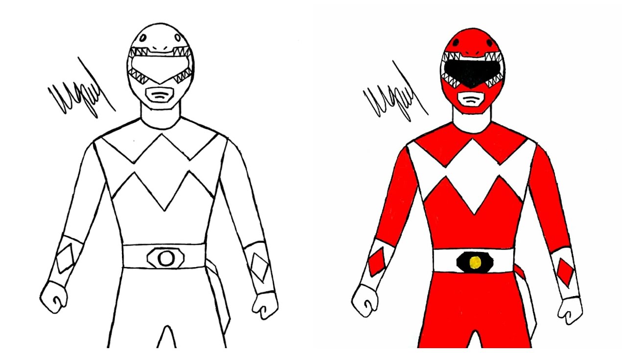 Learn How to Draw Red Ranger from Power Rangers Power Rangers Step by  Step  Drawing Tutorials