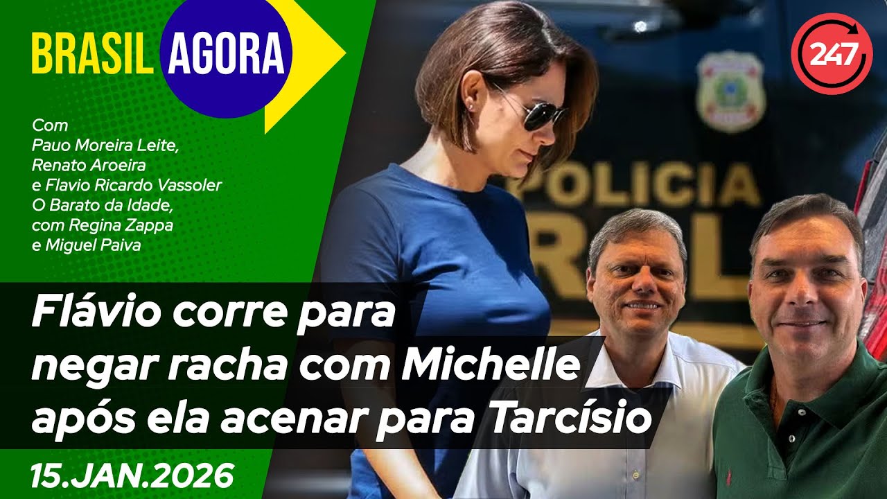 Brasil Agora - Flávio corre para negar racha com Michelle após ela acenar para Tarcísio 15.1.26
