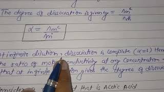 Degree Of Dissociation for Weak Electrolytes | Application Of Kohlrausch's Law | Conductance L-5 |