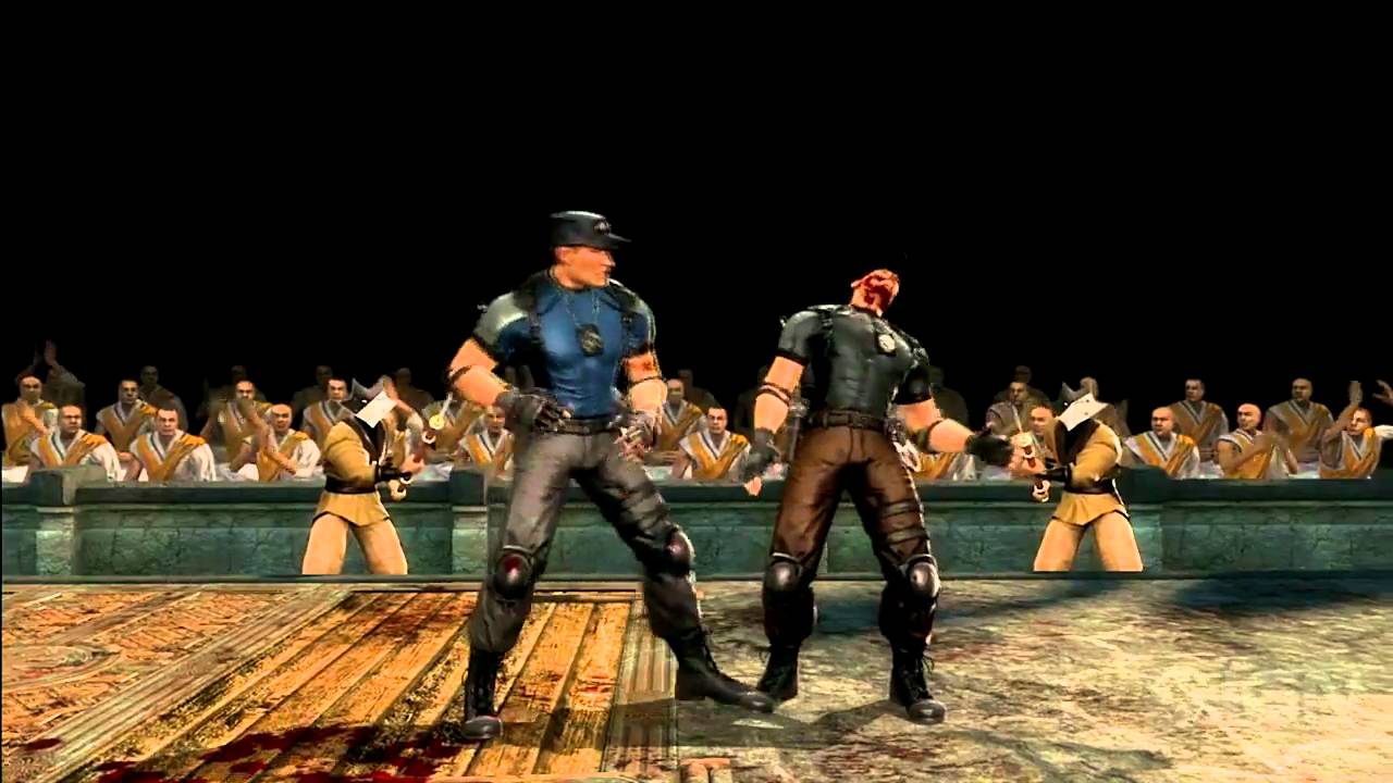 Mortal Kombat 9 Stryker Fatality 1, 2, Stage and Babality (HD) 