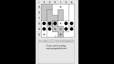 Grey is Odd - Today grids. Solution level 2 6X6 dated 04-30-2024 #logicpuzzles #logicgames  #games
