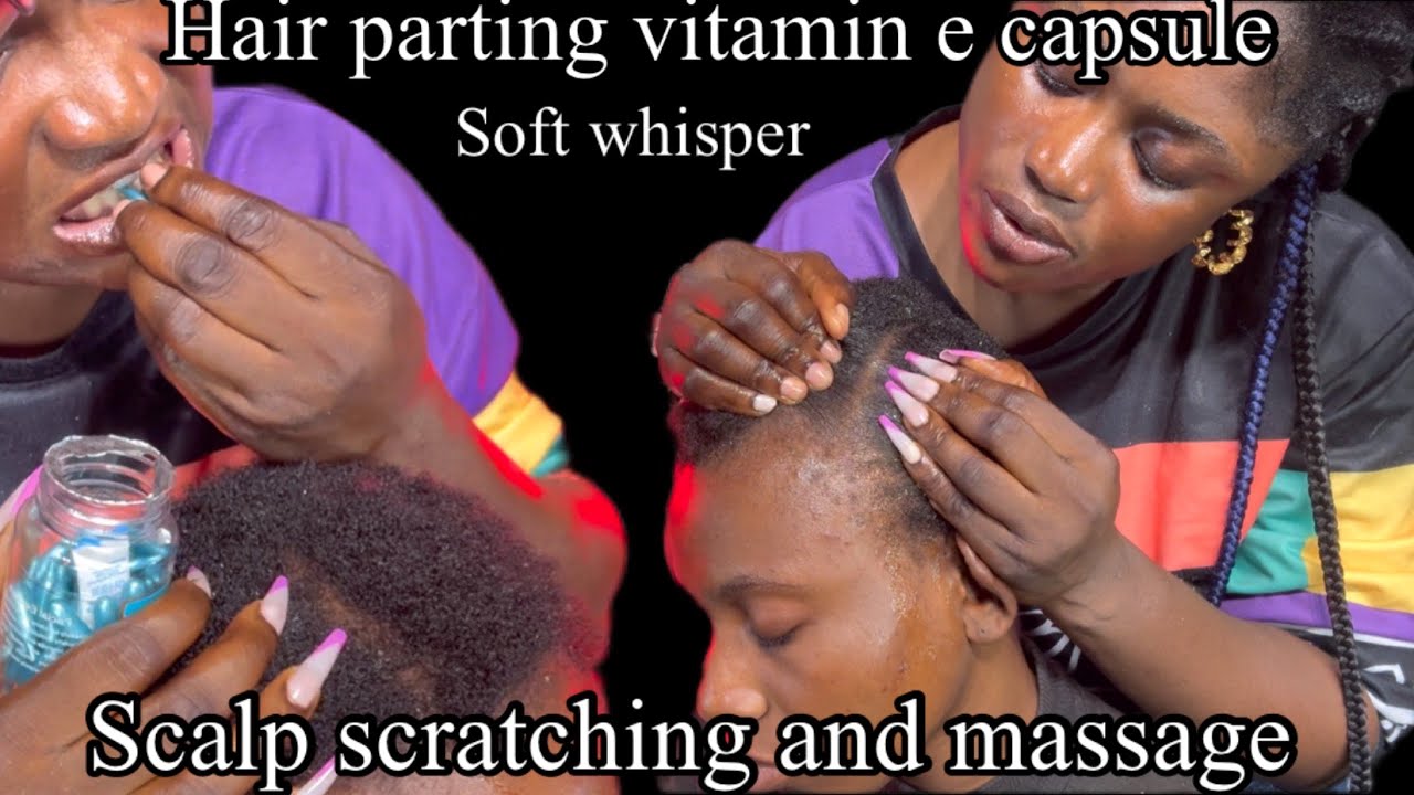 ASMR SOFT WHISPER ATTENTIVE HAIR PARTING, HAIR CRUST SCRATCHING AND SCALP MASSAGE.