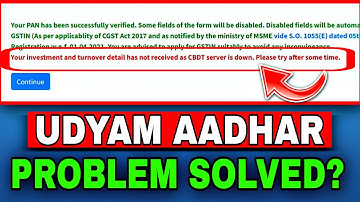 Your Investment And Turnover Details Has Not Received As Cbdt Server Is Down Udyam Registration 2025