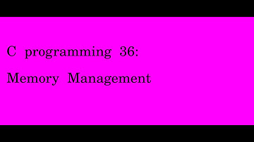 C programming 36 Memory management