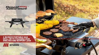 Royal Gourmet® GT2005 2-BURNER PORTABLE GAS GRILL WITH FOLDABLE SIDE SHELVES AND SUPPORT LEGS