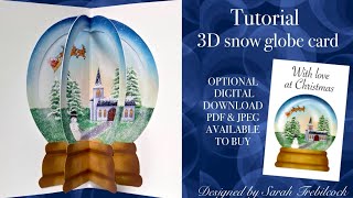 Tutorial to make a 3D snow Globe Christmas card Print cut and make #christmas #snowglobe