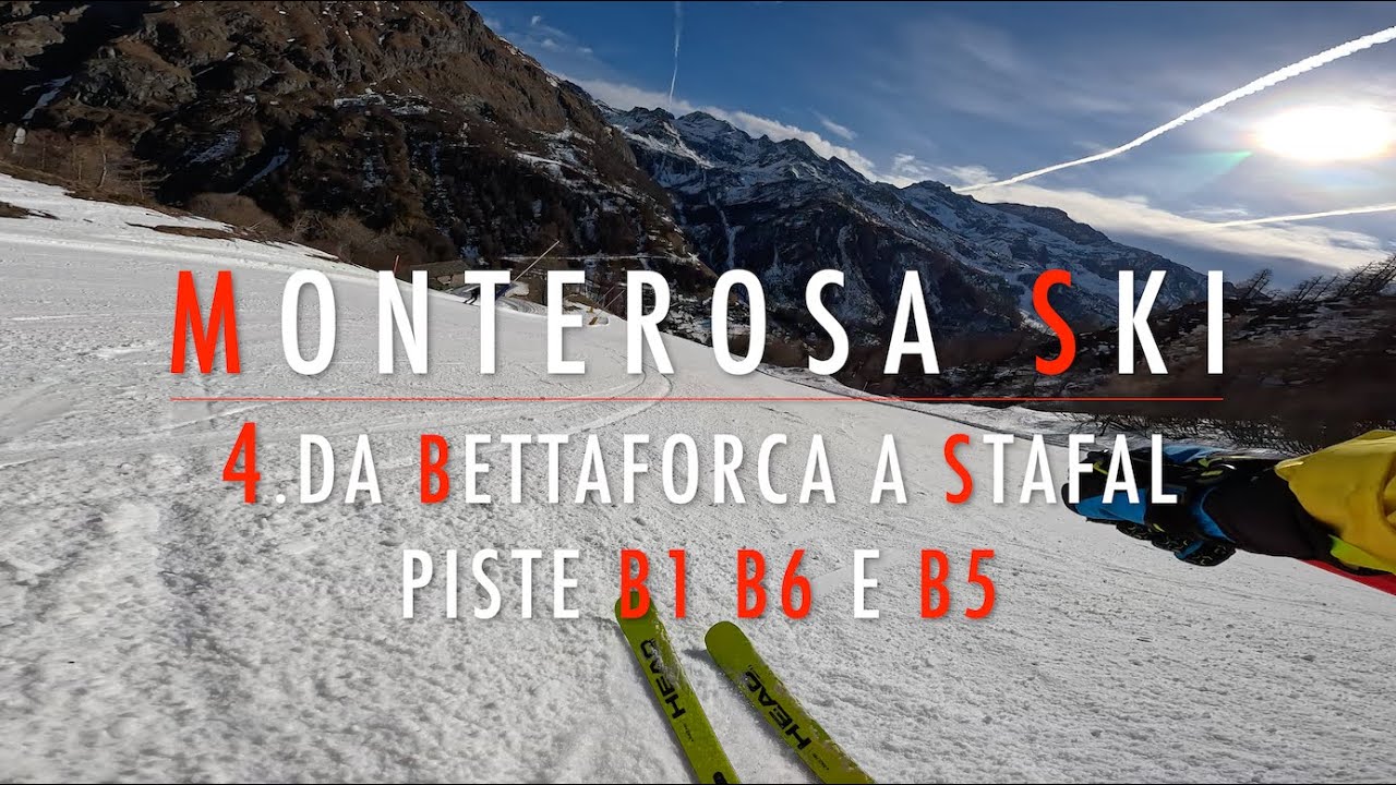 4K 🔴 MONTEROSA SKI 🔴 4. Da Bettaforca a Stafal. Piste B1 B6 B5 (rosse) 🔴 Day 4 🔴 8.2.2024