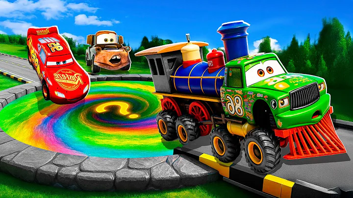 Rainbow PORTAL Pit Transform: Big & Small Lightning McQueen & Mater vs Pixar Cars! BeamNG Drive