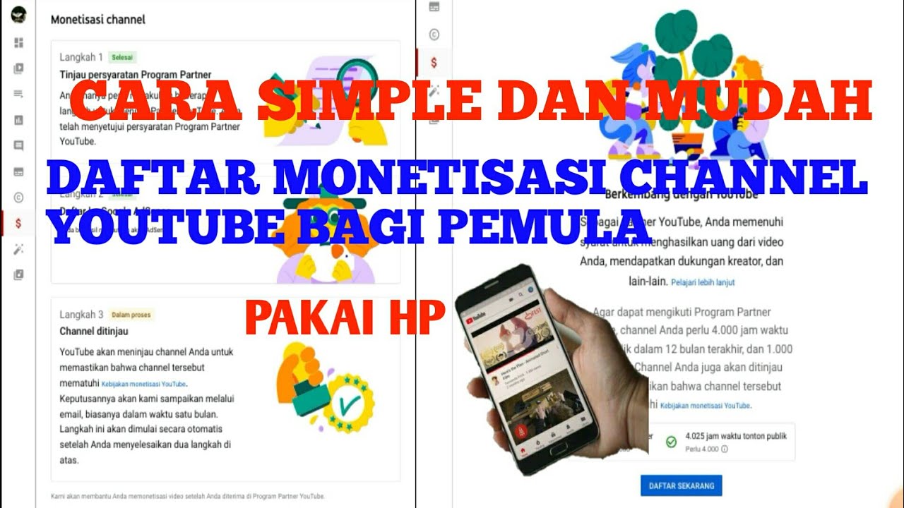 CARA DAFTAR MONETISASI CHANNEL YOUTUBE TERBARU 2021 DI HP ...