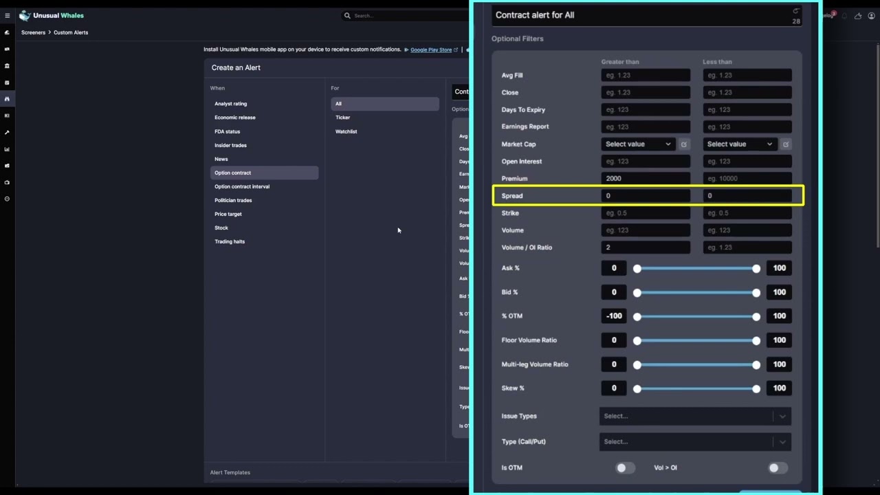 How to Setup Custom Alerts on Unusual Whales
