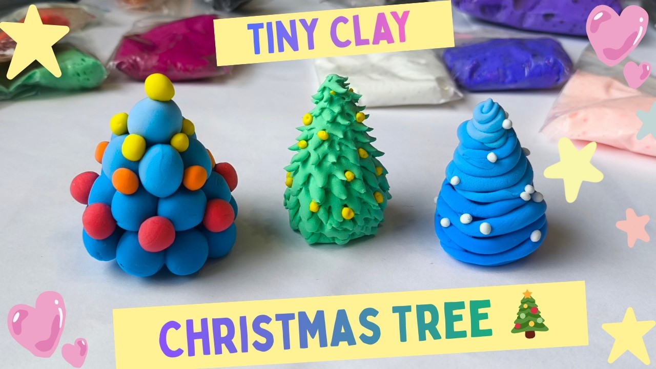 How to Make 3 Cute Christmas Trees with Air Dry Clay 🎄 | Easy DIY